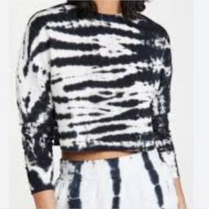 Monrow Supersoft Fleece Painter Tie‎ Dye Cropped Boyfriend Sweatshirt Womens Med